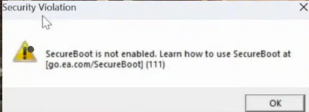 Secure boot not enabled